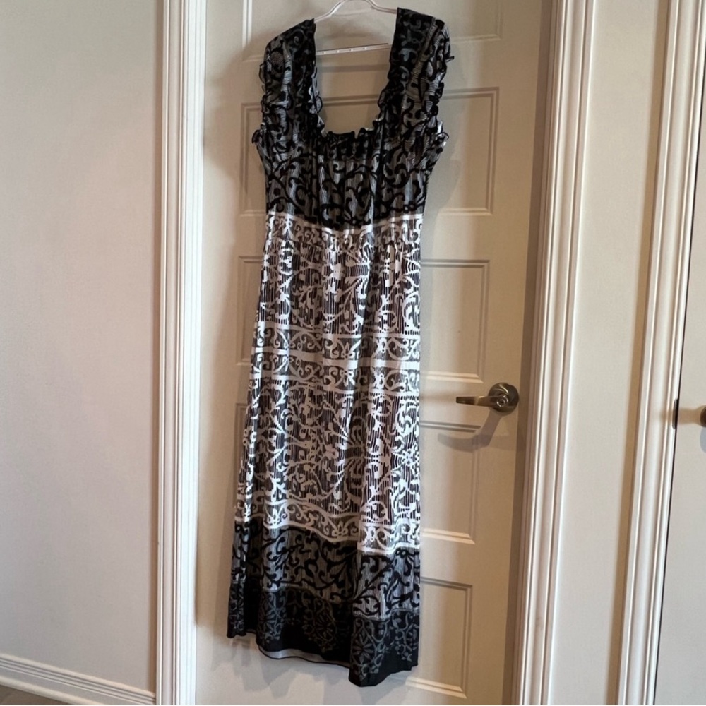 CLAIRE FRANCE Black & White Boho Style Maxi Dress